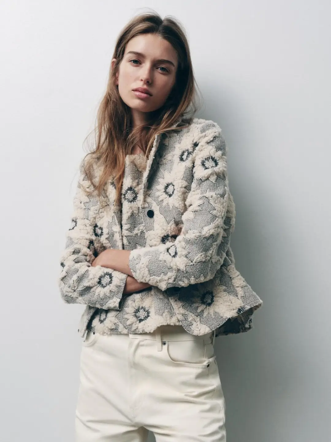 Floral Touch in a Textured Blazer